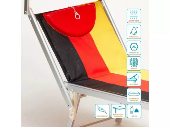 Lot de 4 bains de soleil de plage en aluminium transat pro VISA