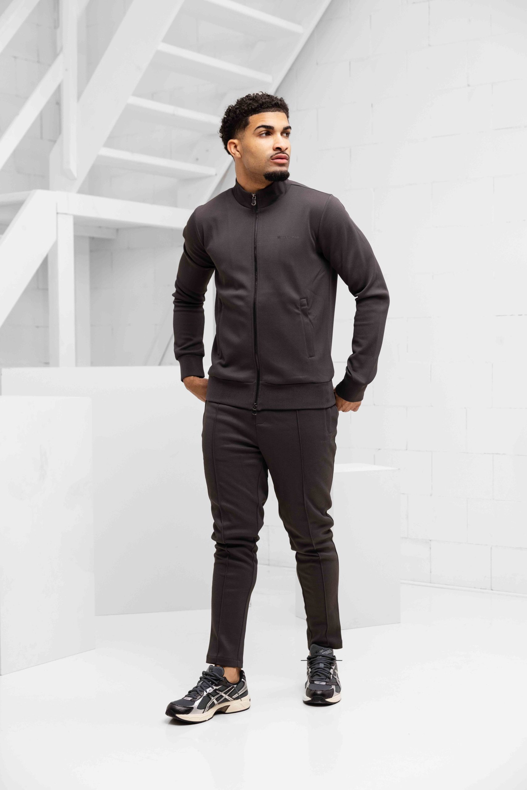 Malelions Pique Zip Trainingspak Heren Bruin