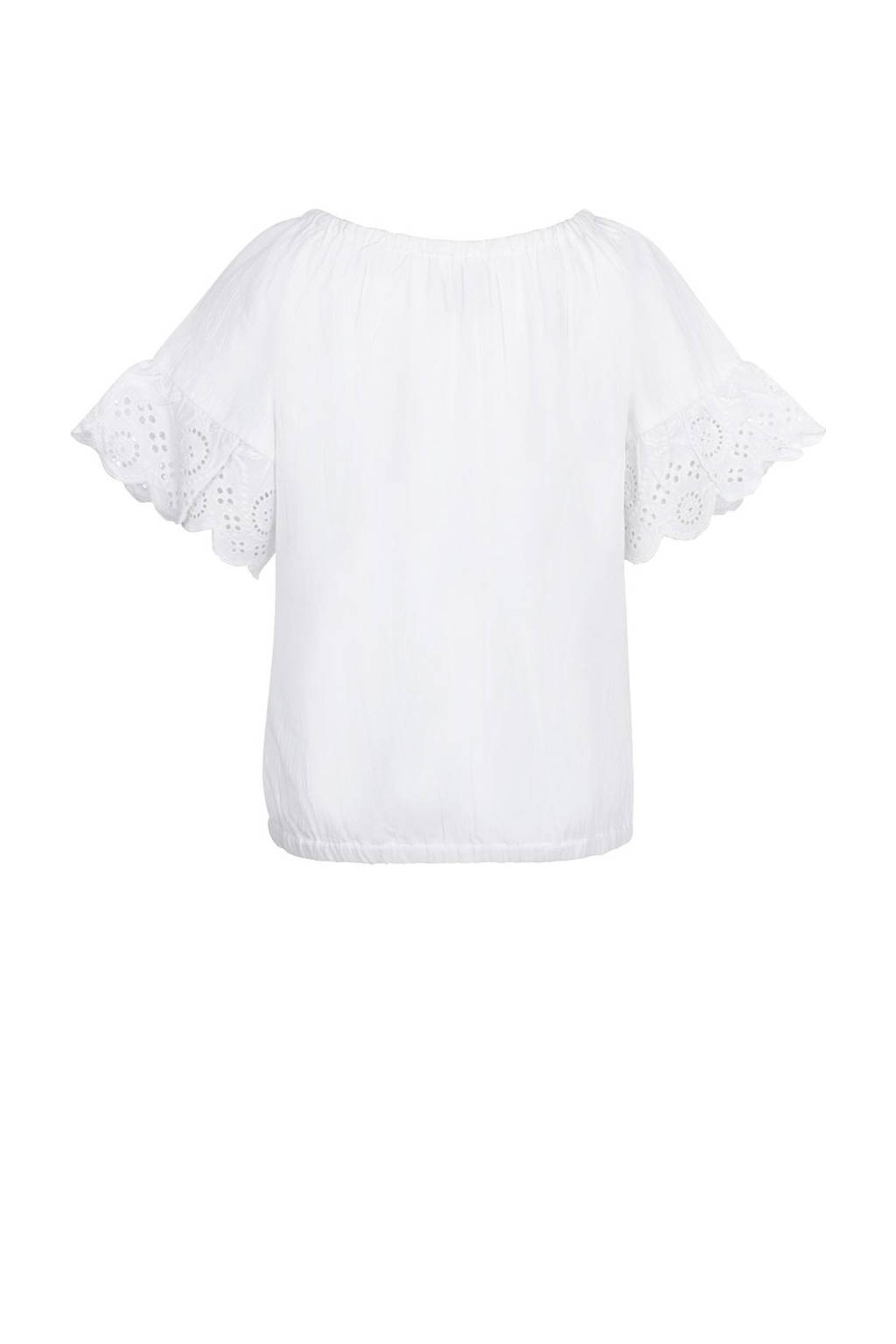 No Way Monday T-shirt met broderie wit