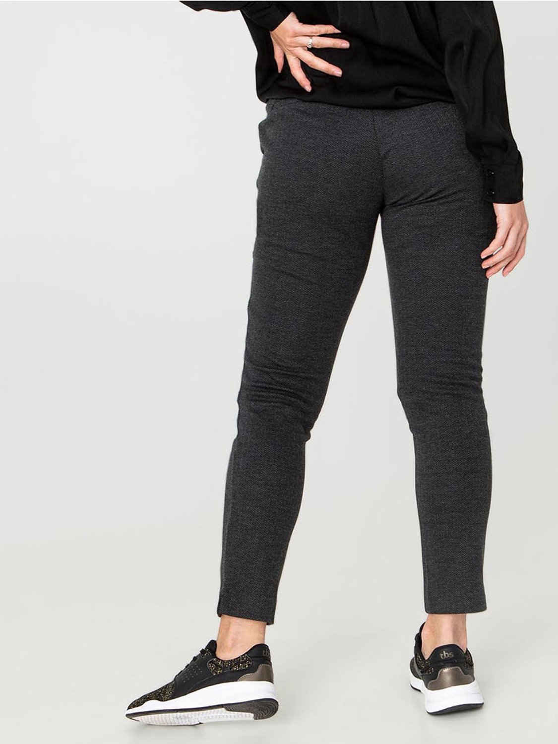 Pantalon Femme En Maille Gris Chiné