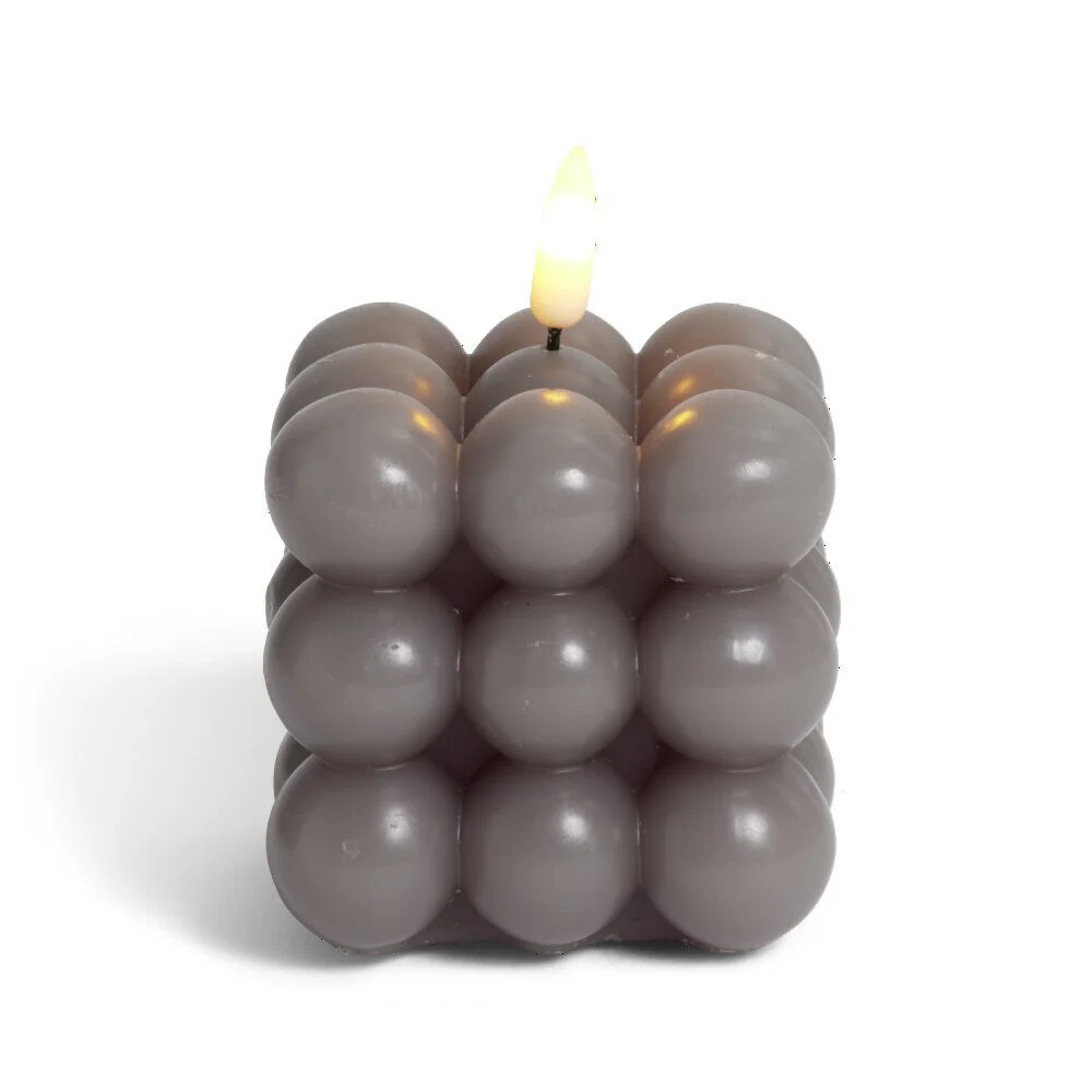 Bougie LED boules grises 7,5x7,5x7,5cm