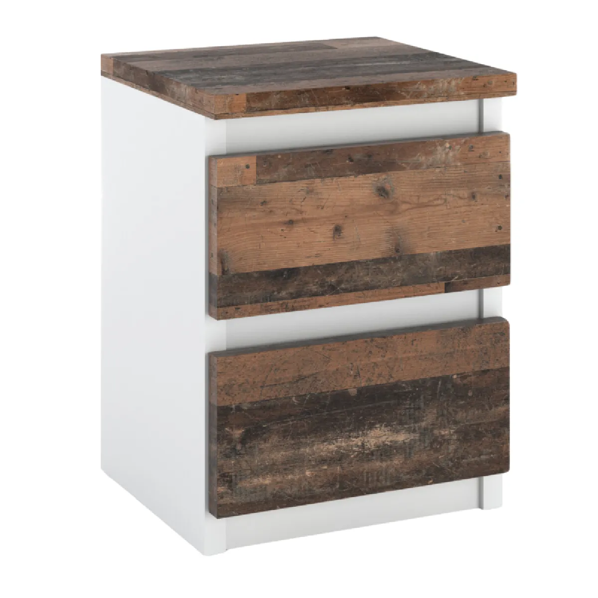 Table de chevet - Blanc - 2 tiroirs - Vintage