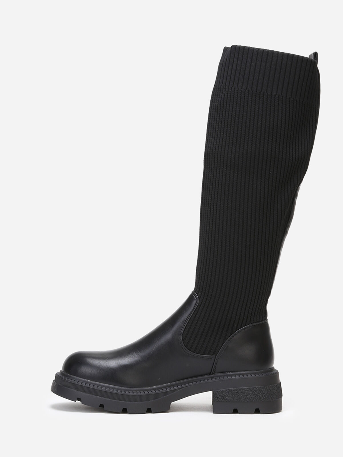 Bottes bi-matières effet chaussettes- Noir