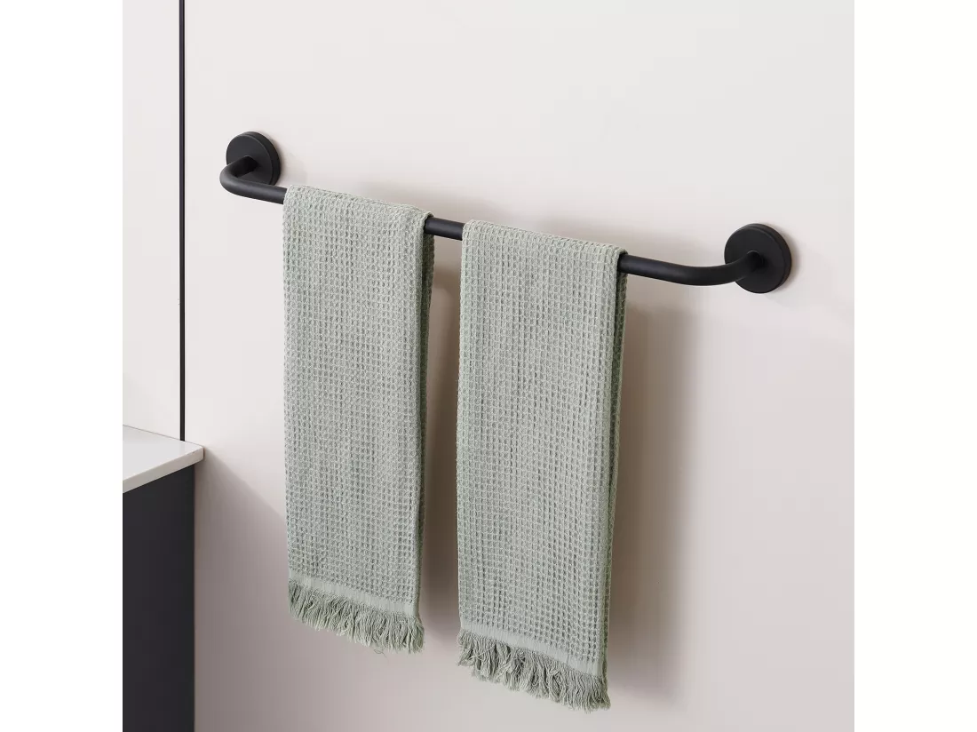 Panneau Colonne Douche Hydromassante Noir,en Inox avec 6 Grandes Buses Massants,Écran LCD+Porte-Serviettes de Salle de Bain,Auto-adhésif/ Perçage,60CM