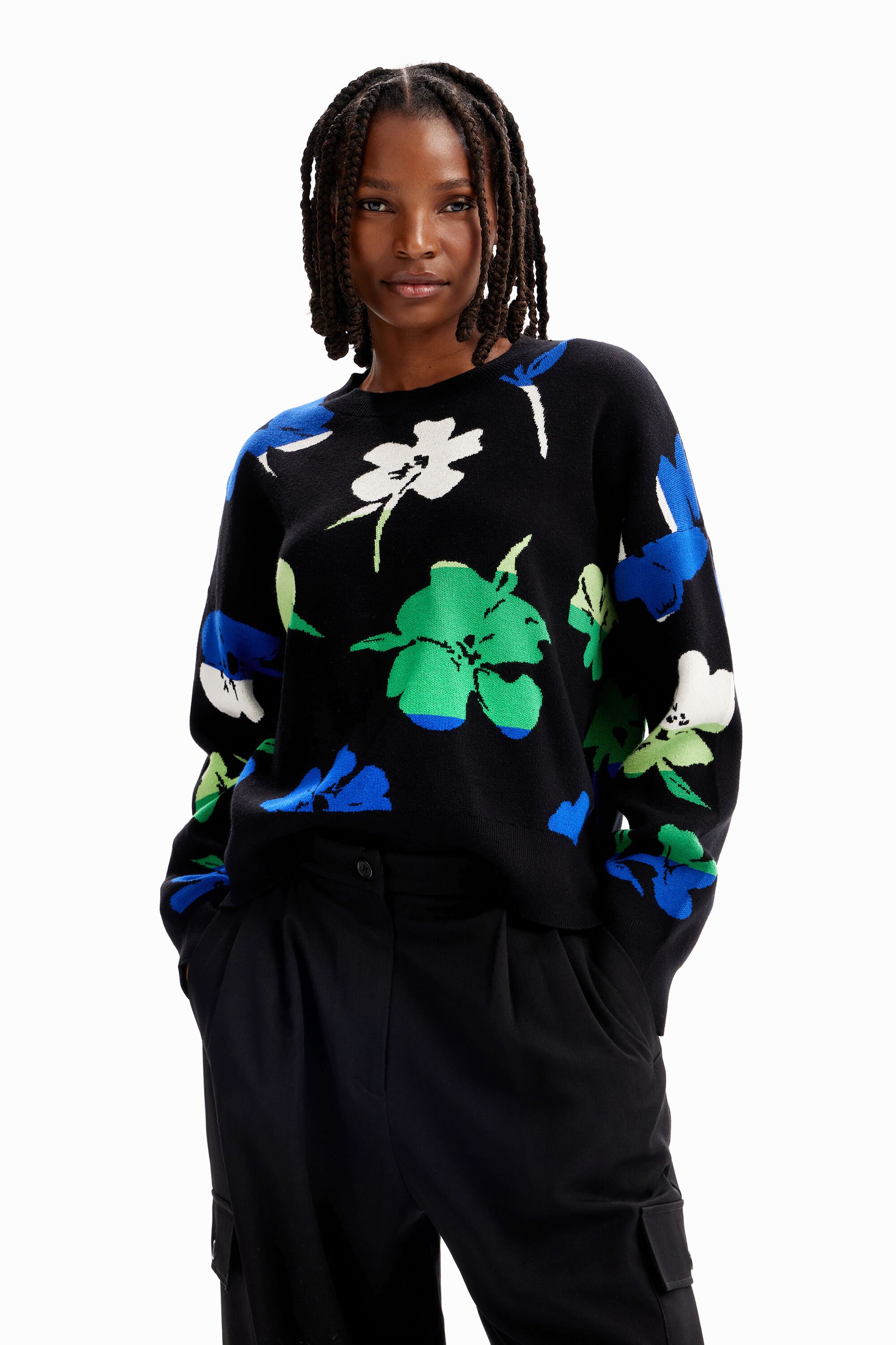 Pull oversize fleurs