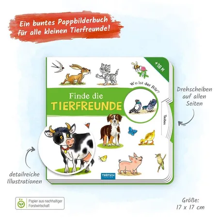 Trötsch Pappbilderbuch Finde die Tierfreunde: Entdeckerbuch
