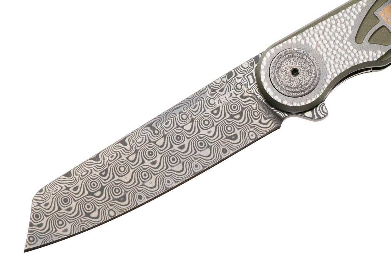 CRKT Fortuitous 4015 Rose Damasteel, Green Titanium, zakmes, Michael Walker design