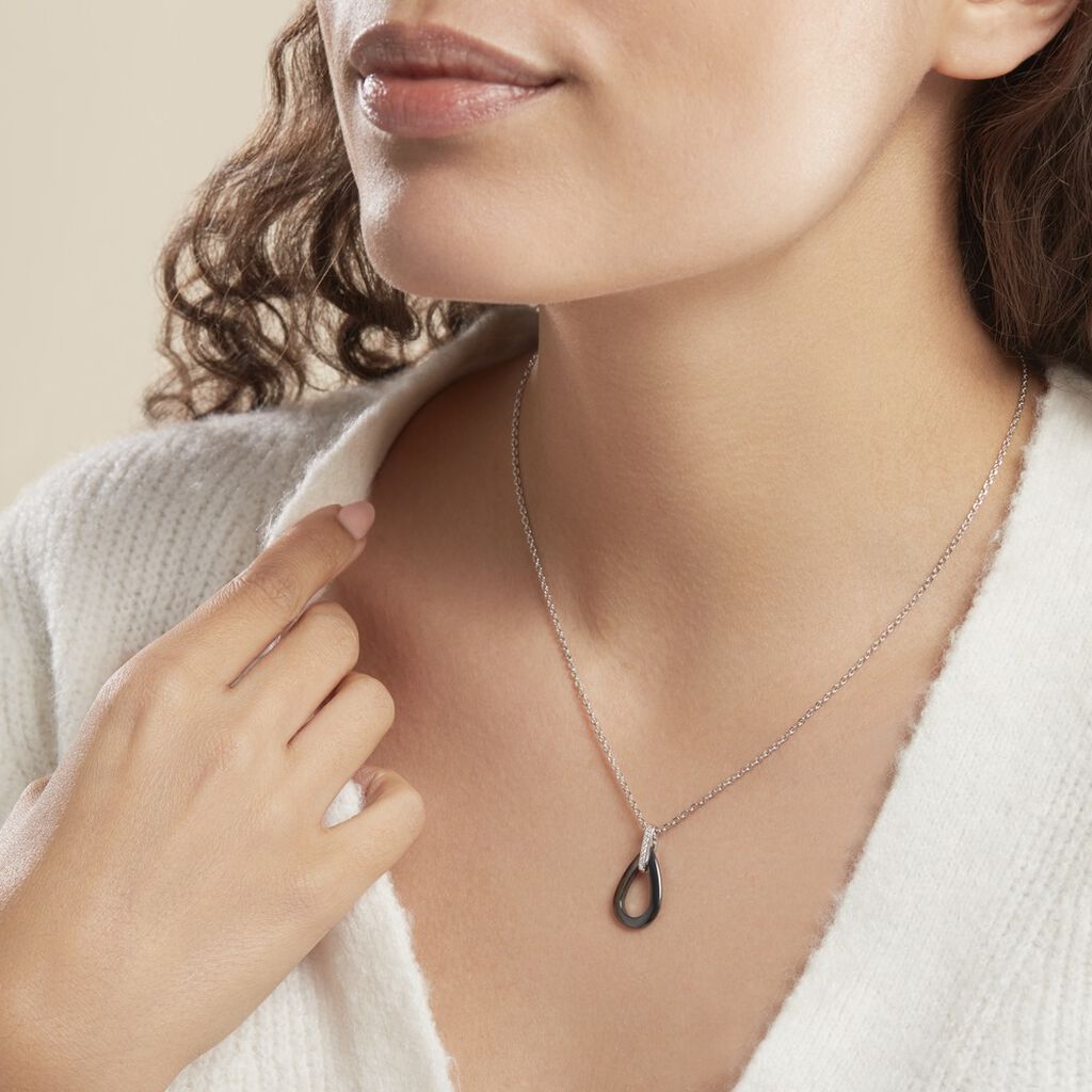 Collier Amaris Argent Blanc Céramique Et Oxyde De Zirconium
