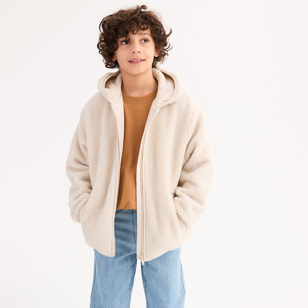 COLEÇÕES LA REDOUTE<br>Colete met kap em sherpa