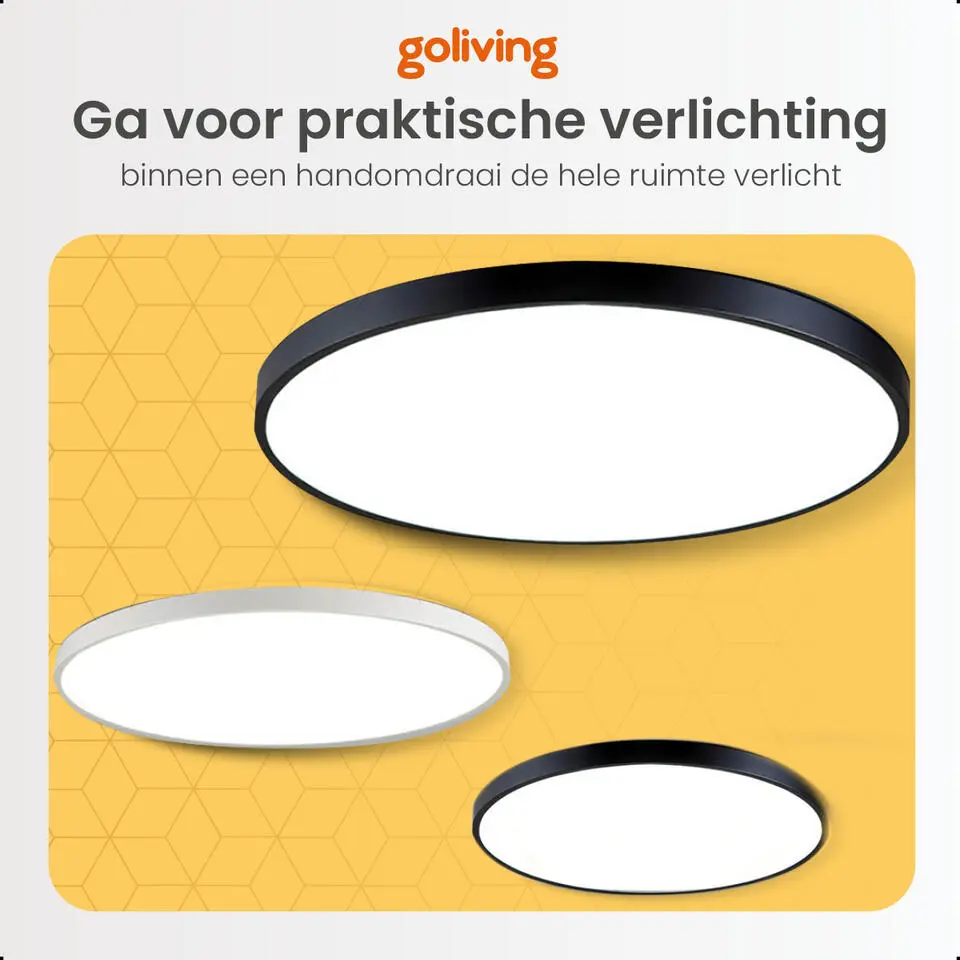 Goliving Plafondlamp - Plafonnière - LED - Ø23cm - Zwart