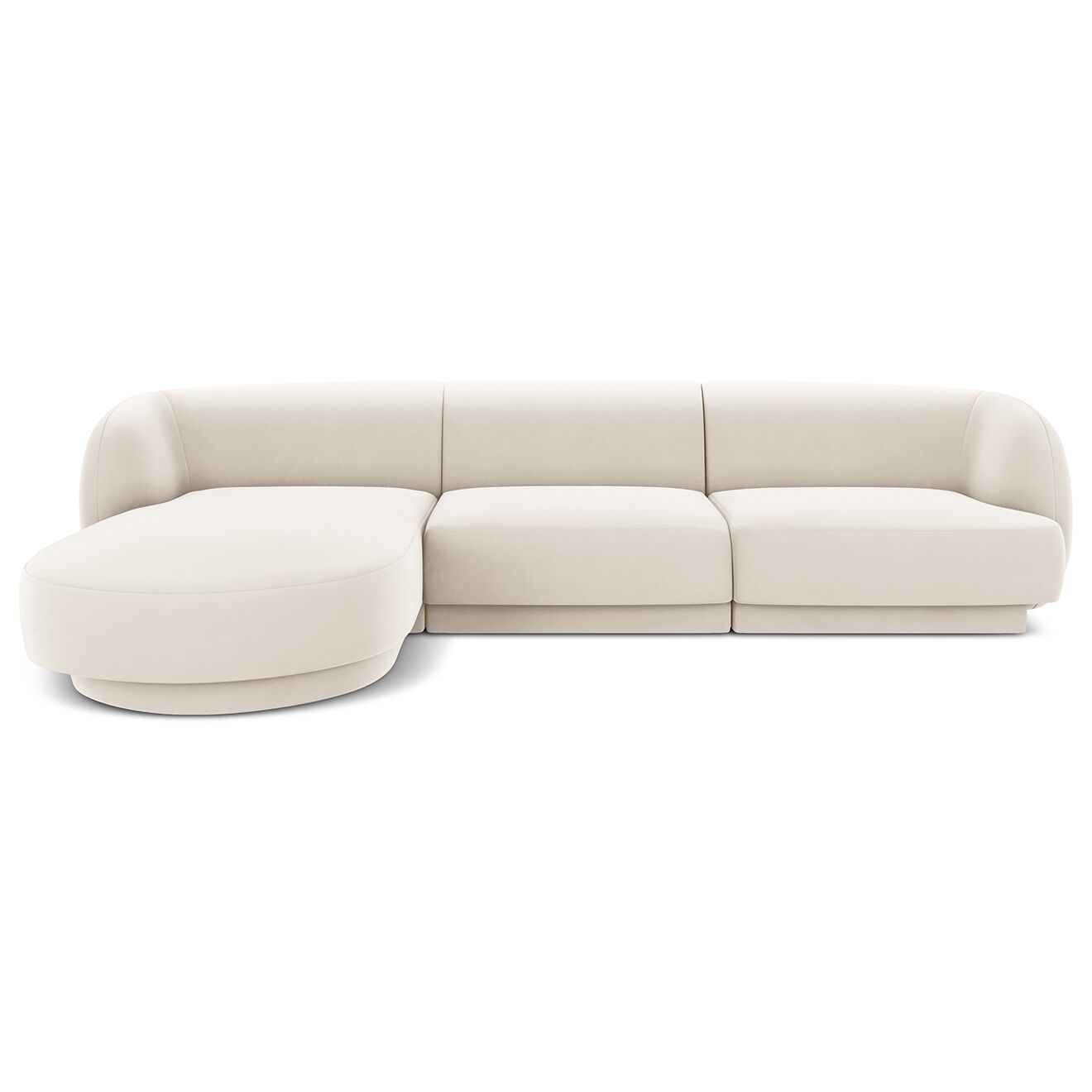 Micadoni Limited Edition Canapé D'Angle Gauche Velours Miley 4 Places beige clair - 259x155x74 cm