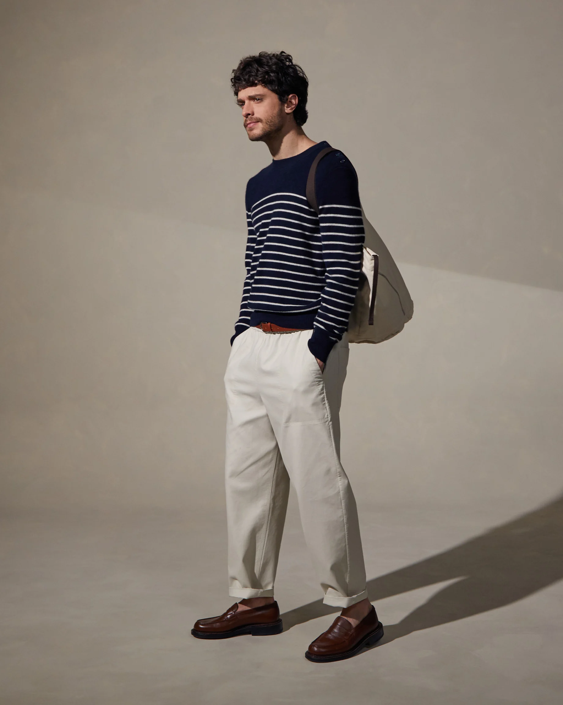 Pull homme marinière cachemire | Bleu