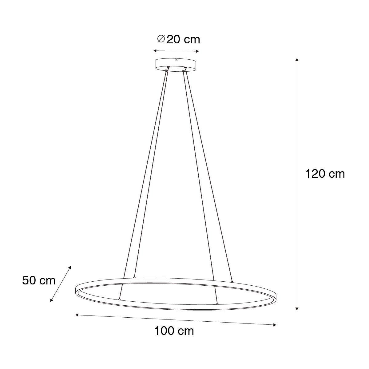 Design hanglamp zwart ovaal incl. LED 3-staps dimbaar - Ovallo
