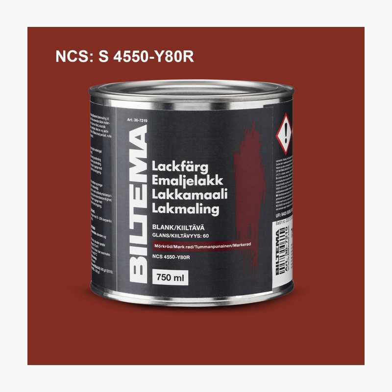 Emaljelakk, blank, mørkerød, 0,75 liter