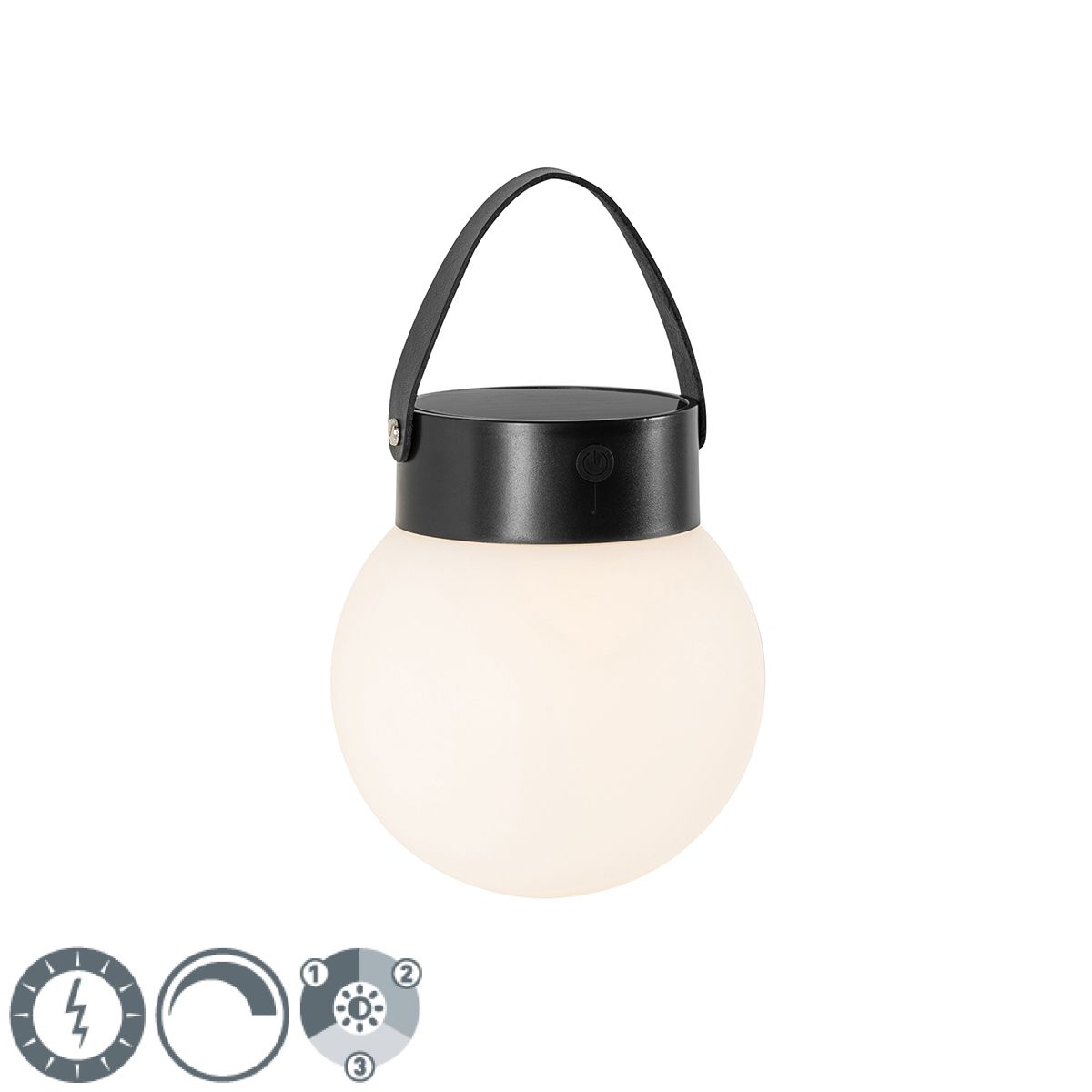 Buiten hanglamp zwart incl. LED 3-staps dimbaar solar - Cornelia
