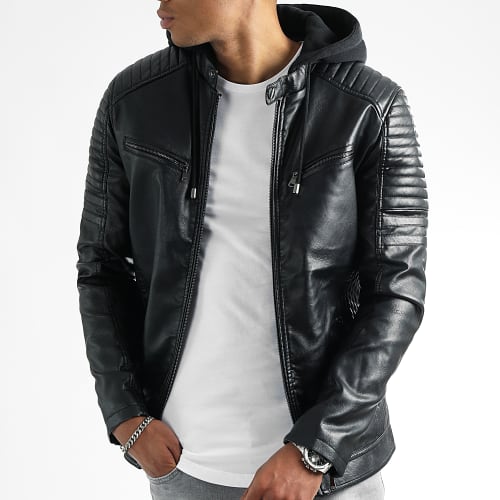 Veste Biker Capuche 0036 Noir