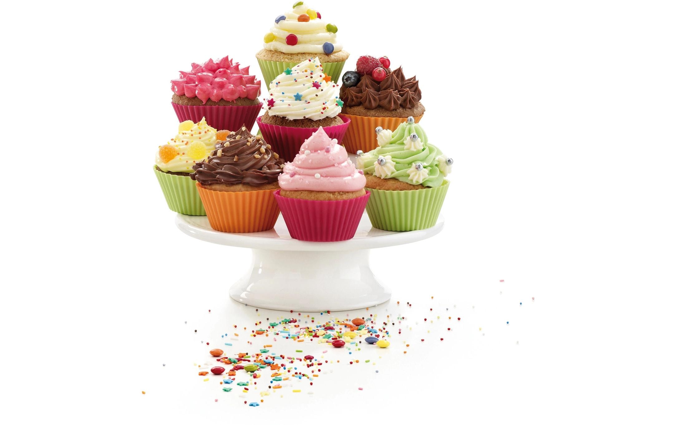 Muffin Backform Silikon, mehrfarbig, 12er SetMuffinförmchen