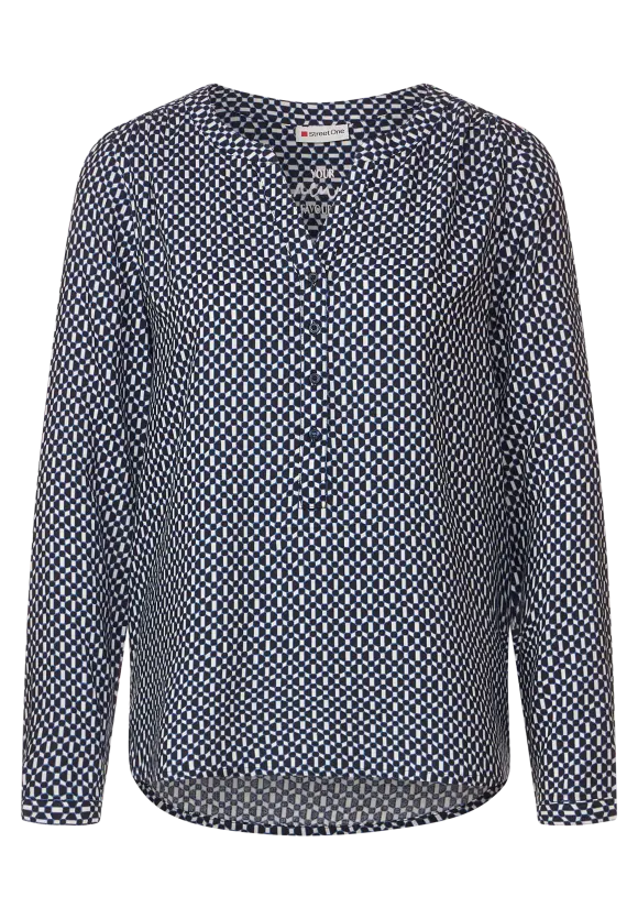 Bluse mit Minimalprint - deep blue