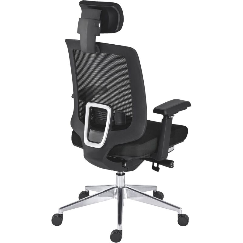 Chaise de Bureau ZOLPEE tissu et maille - avec accoudoirs, appui-tête, réglable profondeur d'assise et soutien lombaire - Mécanisme Synchrone - Pieds aluminium