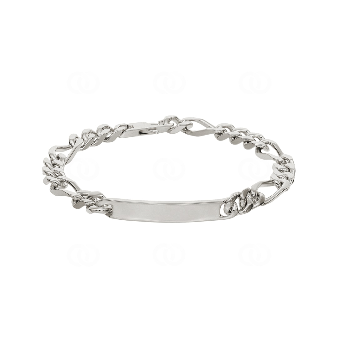 Gravurarmband Figaro 3+1 4-seitig 925 Silber rhodiniert 6.0mm