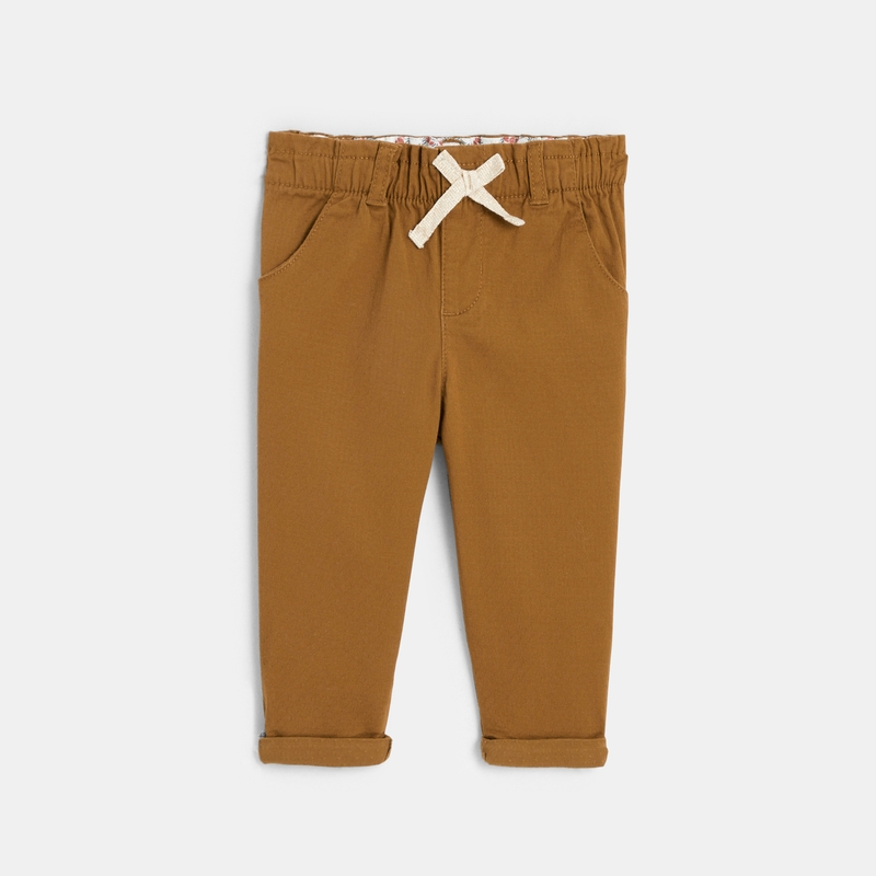Pantalon fantaisie taille paperbag marron bébé fille