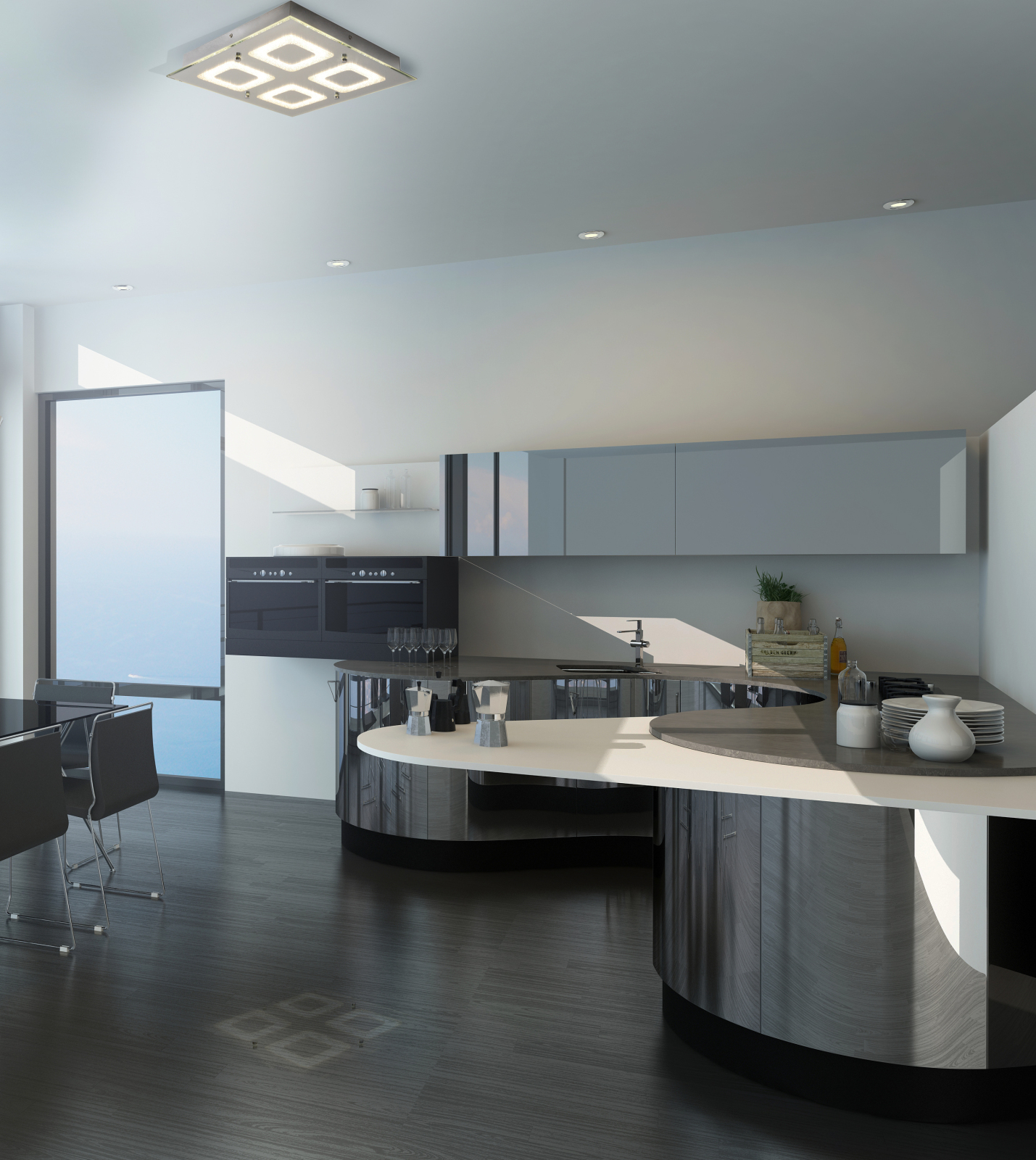 LED-Deckenleuchte MIRROR - Chrom - 36 cm breit