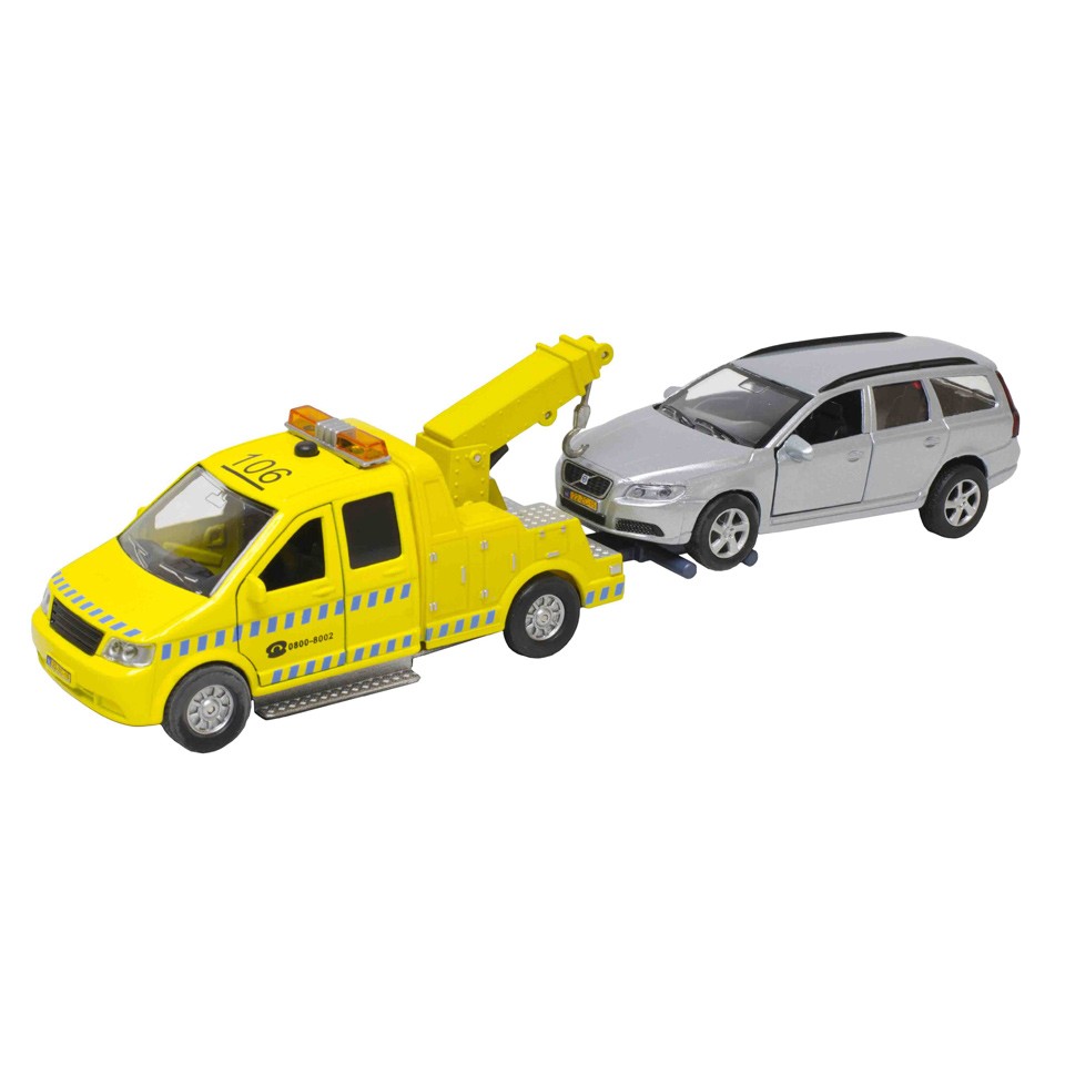 Kids Globe Traffic afsleepwagen met Volvo met licht en geluid - metaal