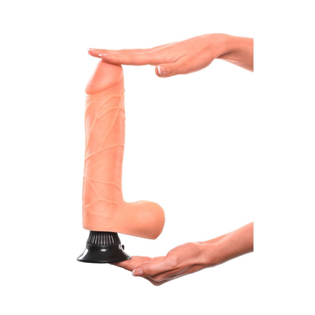 Naturvibrator „No. 9“ mit Saugfuß und Hoden | Multispeed-Vibration | Real Feel Deluxe