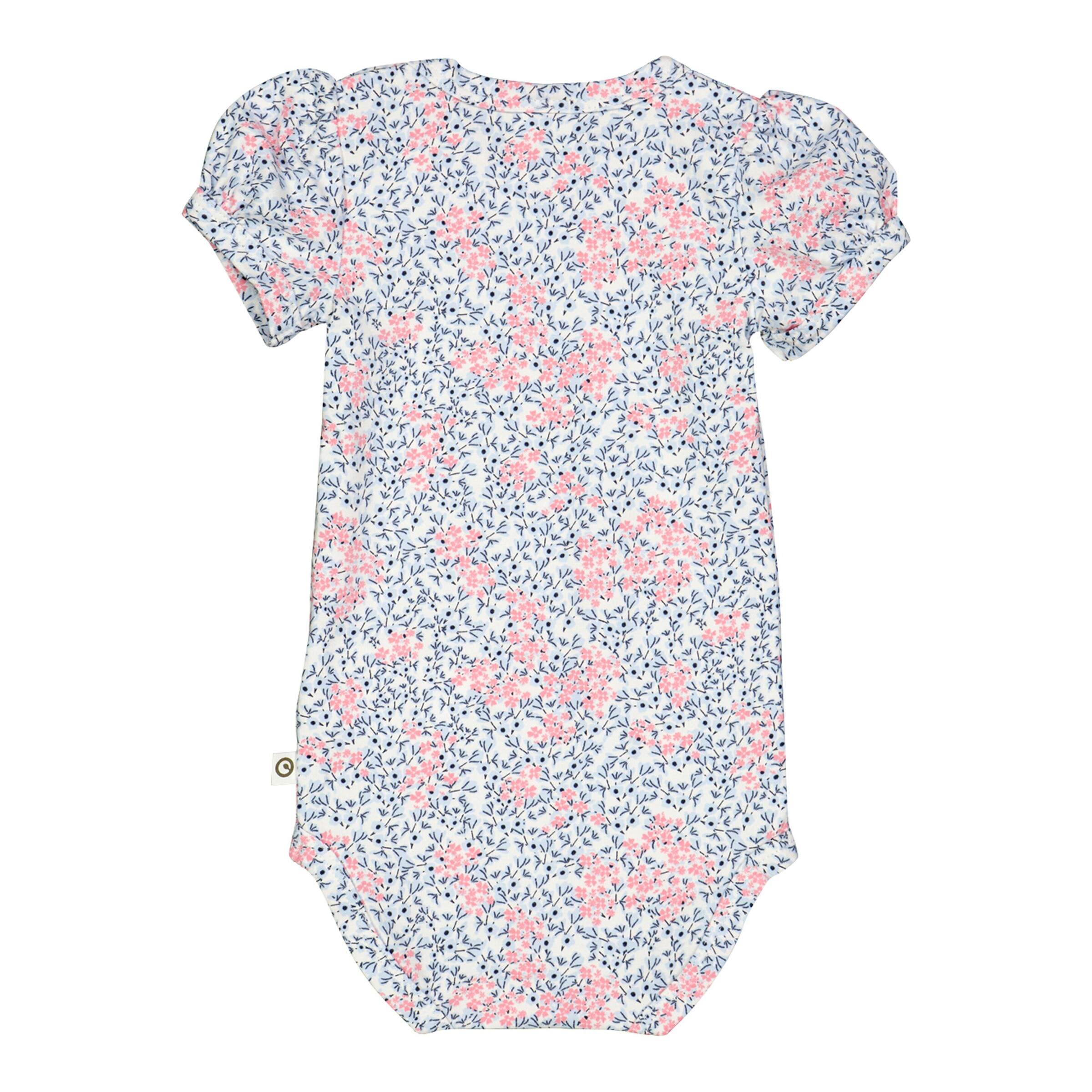 Müsli Body kurzarm Puffärmel Blumen blau/rosa