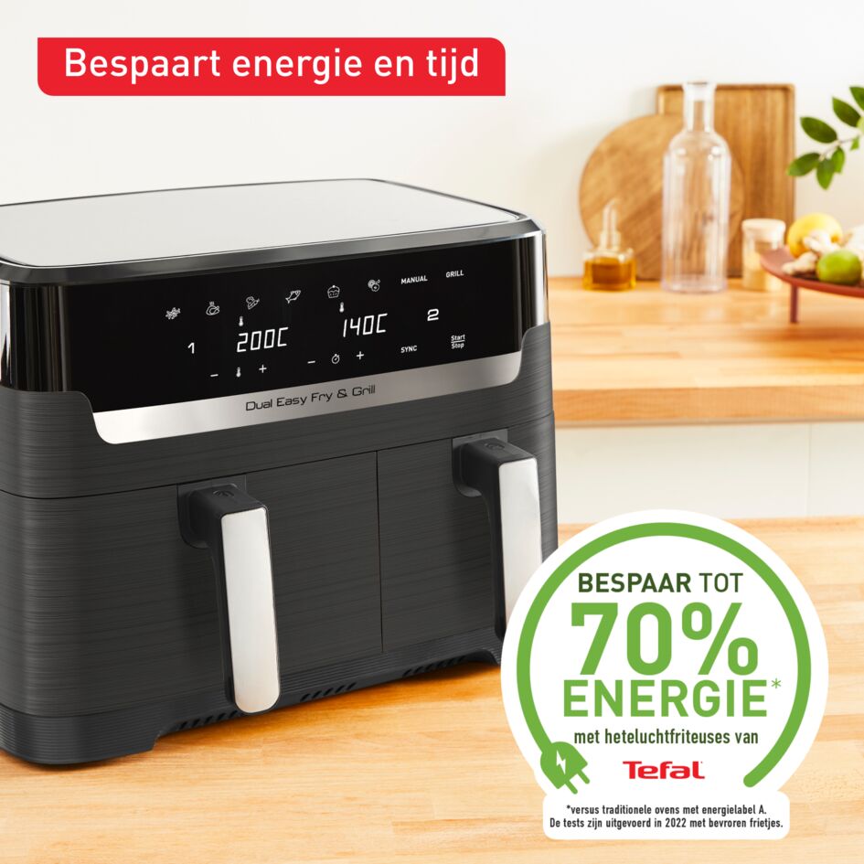 Easy Fry & Grill Dual EY905B Air fryer met dubbele lades - 8 programma's - 8,3 L