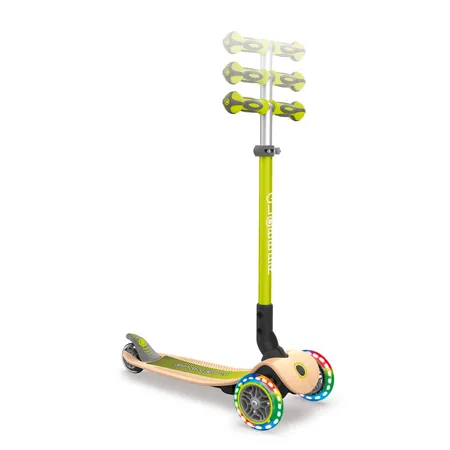 Authentic Sports Globber Primo Foldable, Holzdeck pastell-grün mit Leuchtrolle