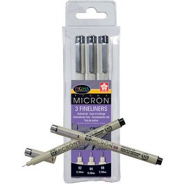 Feutre PIGMA MICRON, étui de 3, noir
