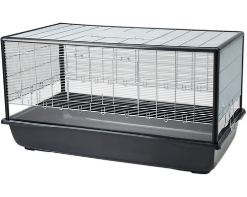 SAVIC Aura 120 Plexi Knockdown knaagdierkooi, ca. 118 x 64 x 62 cm, opvouwbaar, plexiglas frame, maaswijdte 6,5 mm, voor kleine knaagdieren, zwart/zilver