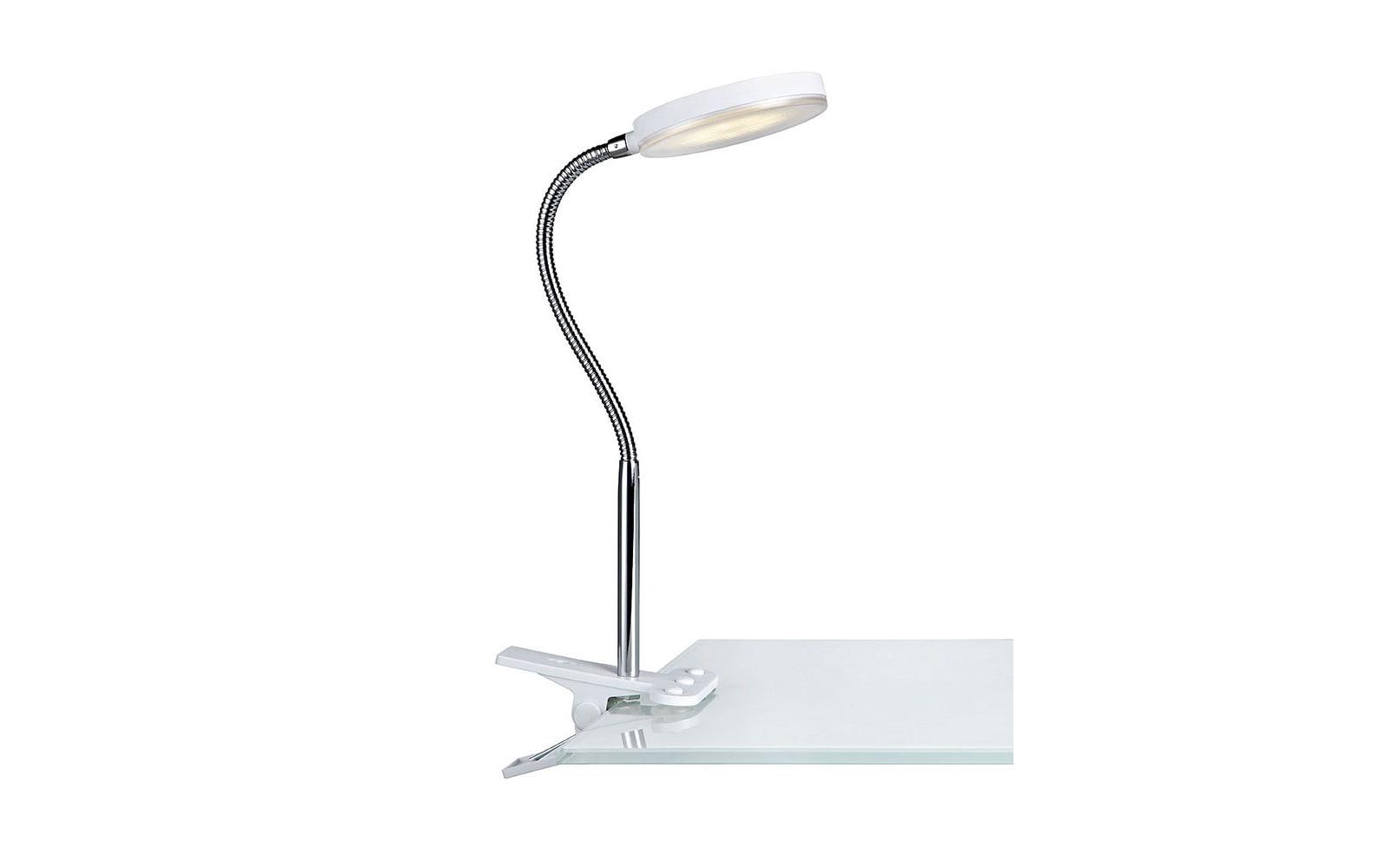 Schreibtischleuchte Flex Clip, 3000K, 5W, Weiss/ChromLED Schreibtischlampe mit Cliphalterung