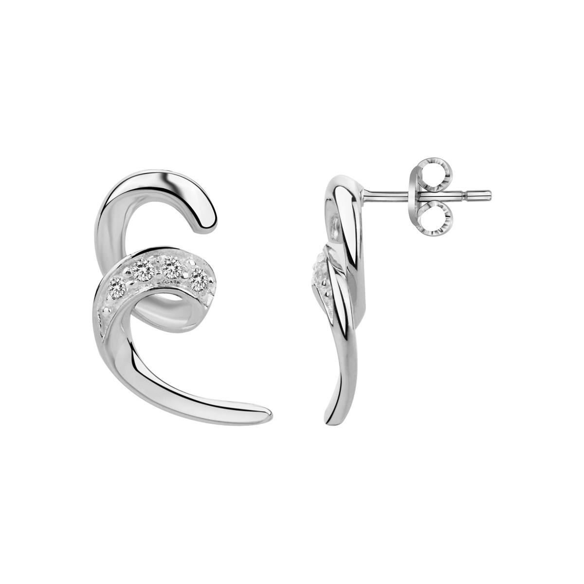 Boucles d'oreilles puces en Argent avec oxyde de zirconium blanc