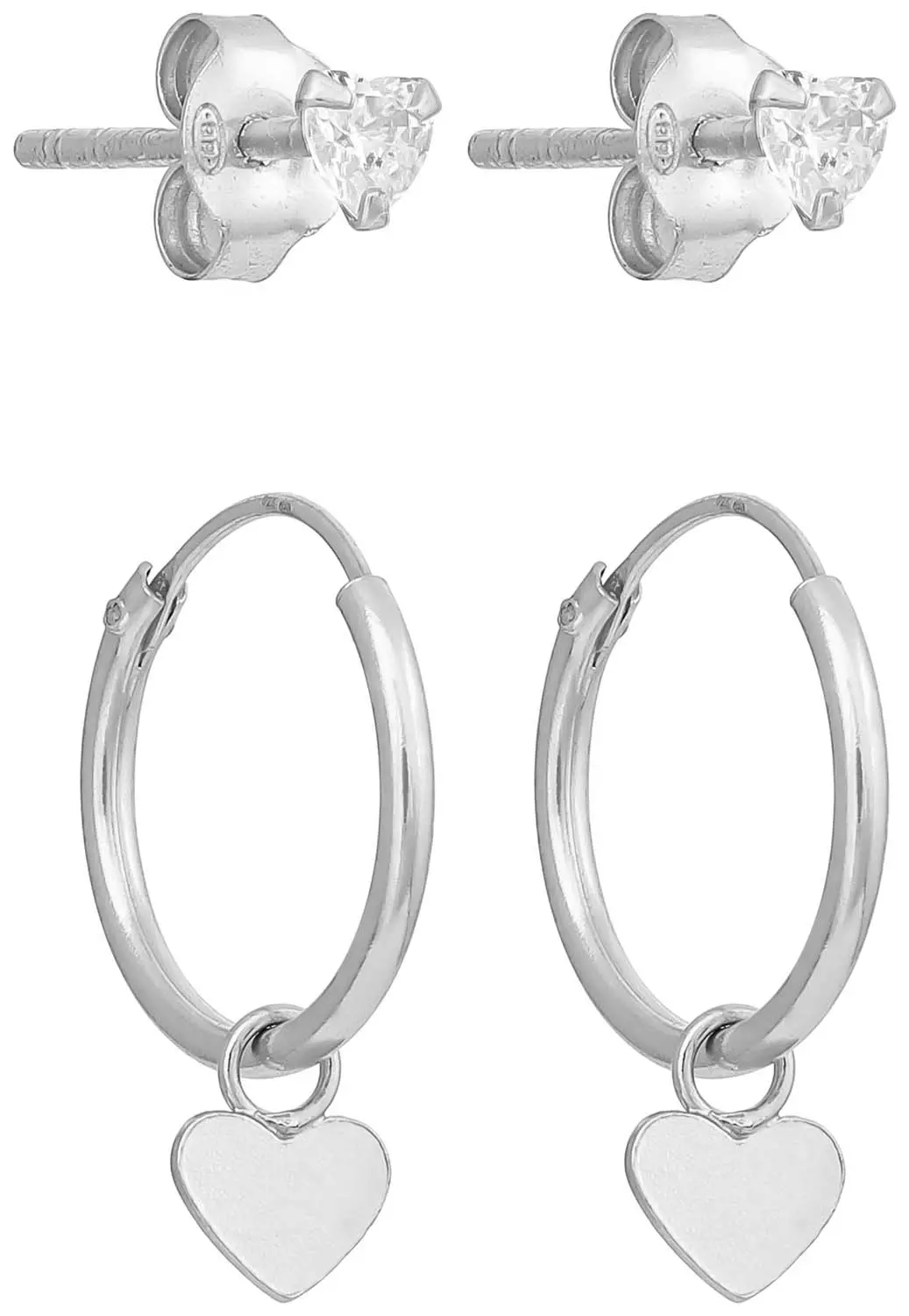 Ohr-Set - Silver Hearts