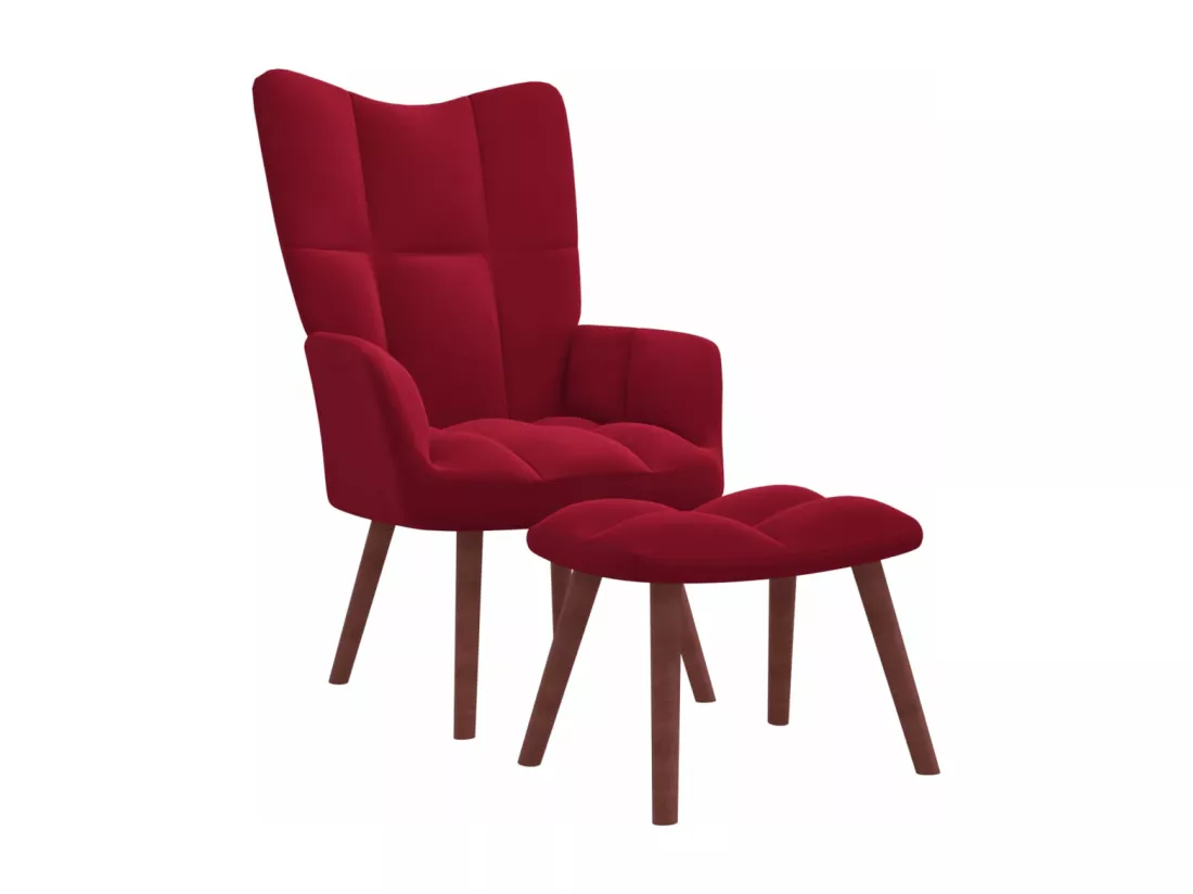 Chaise de relaxation avec repose-pied Rouge bordeaux Velours