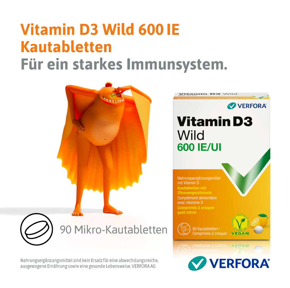 VITAMINE D3 WILD Kautabl 600 IE vegan 90 Stk