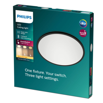 Philips plafonnière Superslim zwart 15W 27K