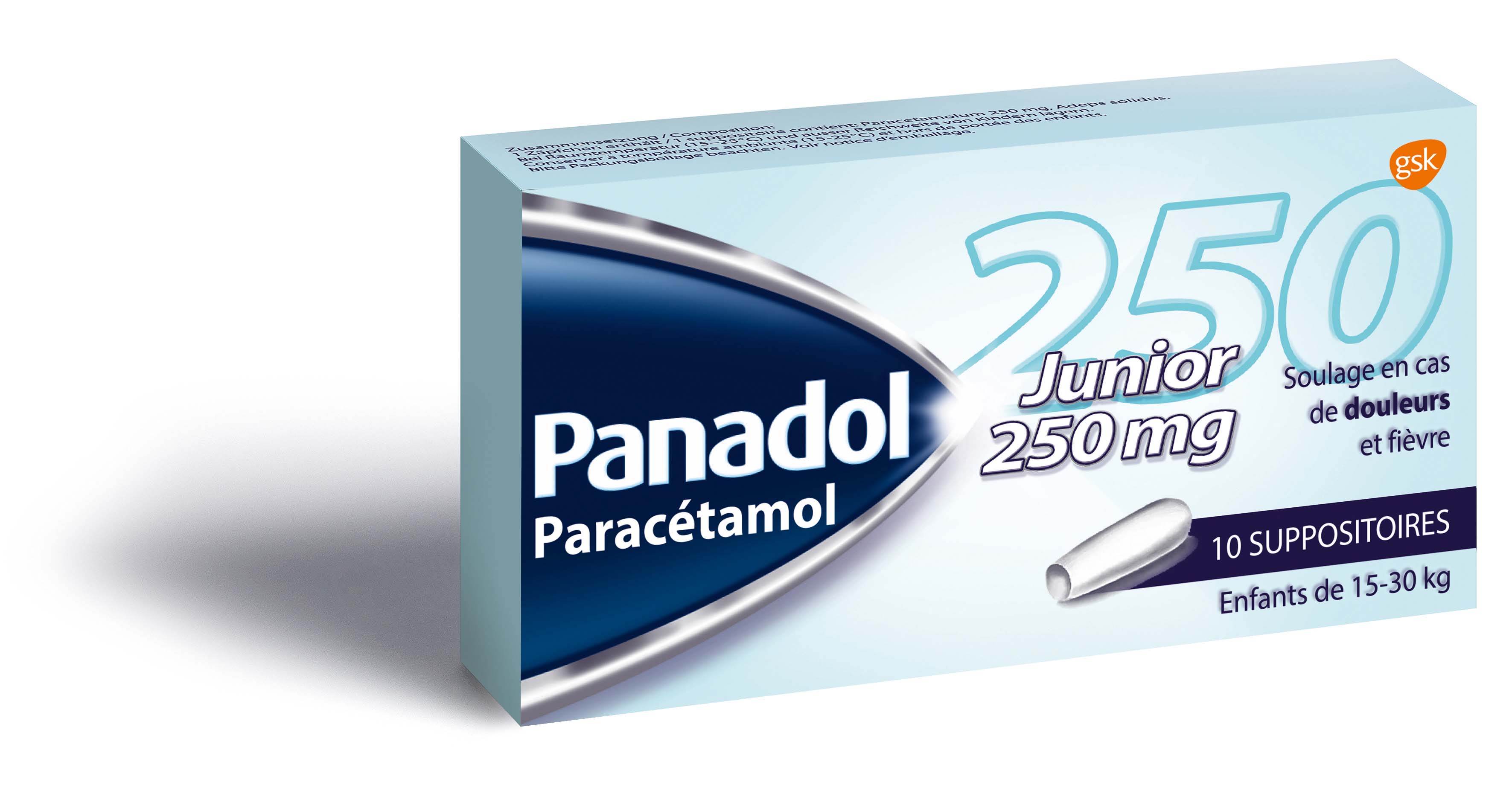 Panadol Junior 250 mg<br>10 Stück, Blister, Zäpfchen