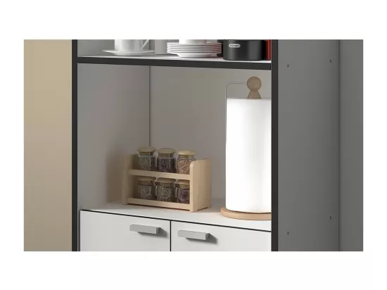 Desserte de cuisine collection GIN design blanc et gris. Hauteur 95cm. Idéal pour une cuisine modulaire