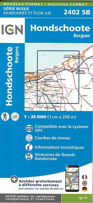 IGN - 2402 SB HONDSCHOOTE BERGUES 1 25 000