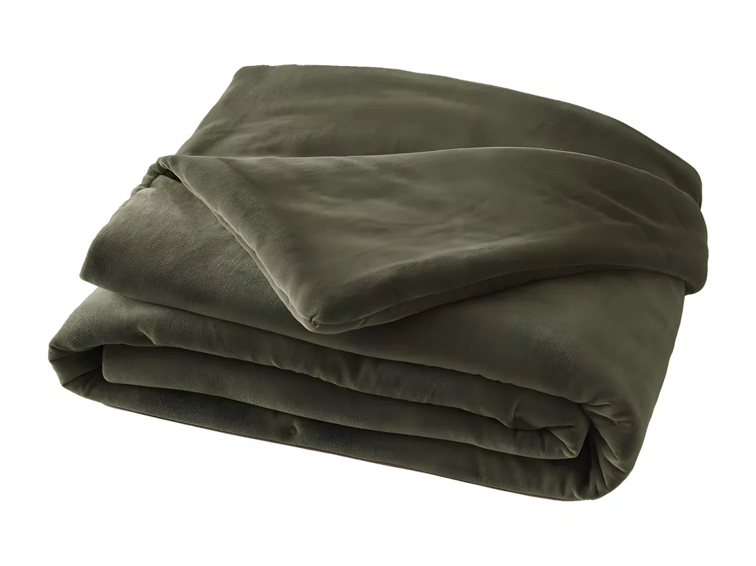 HARRIS - Chemin de Lit 90x200cm Velours de Coton Coloris Thym