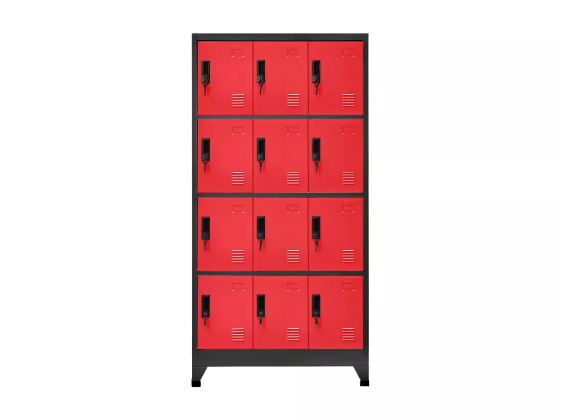 Armoire à casiers Anthracite et rouge 90x45x180 cm Acier