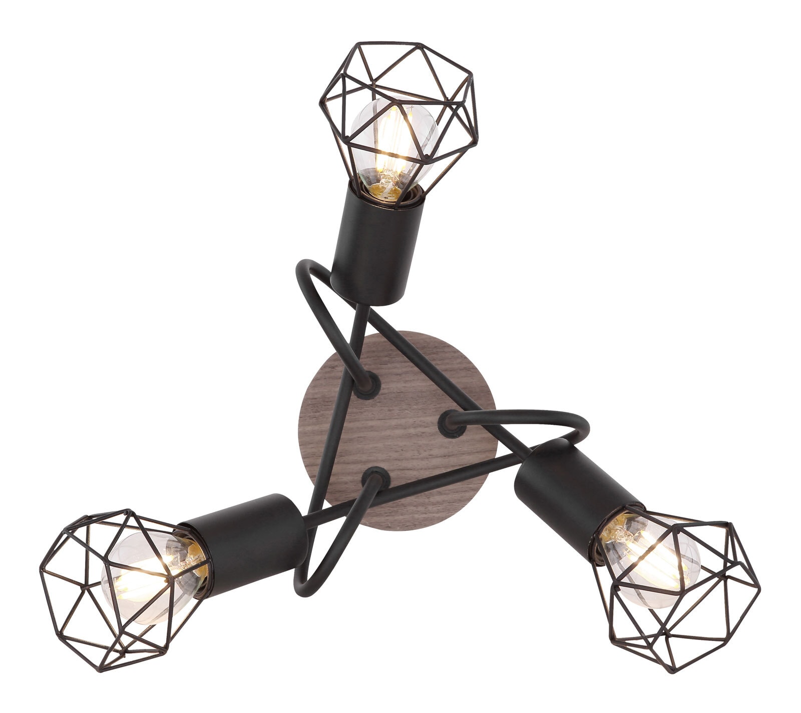 XARA I Deckenlampe schwarz 54802S-3DH, D/H: 38 x 21 cm, Metall, Holz