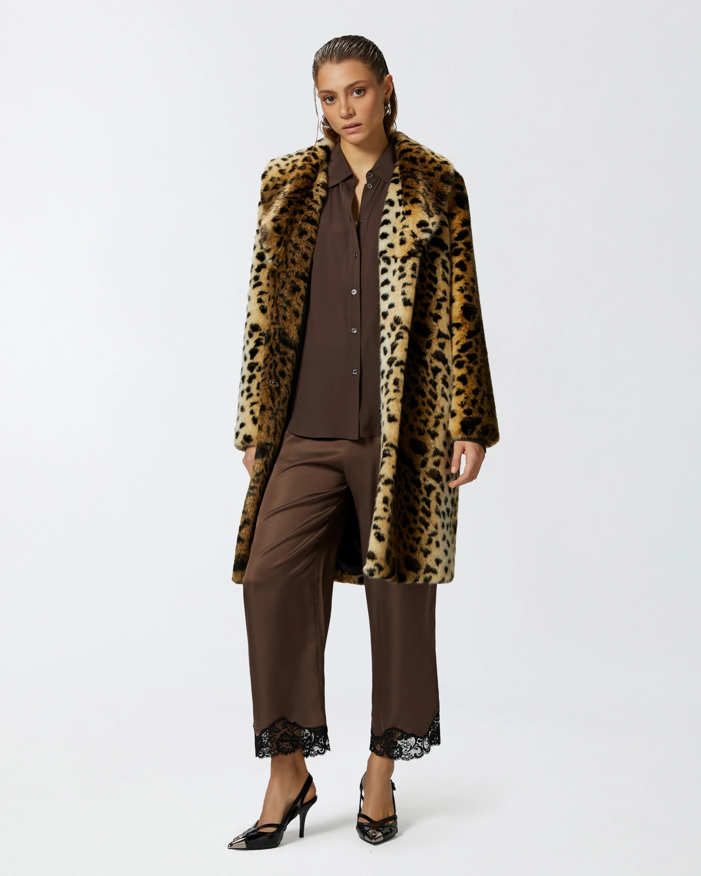 Pantalon palazzo avec dentelle en bas de jambe | Multicolore
