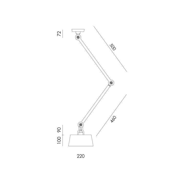 Tonone Bolt Upperfit 2 Arm plafondlamp Ø22 install Smokey Black
