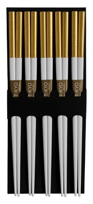 Tokyo Eetstokjes Set/5 Goud/ Wit