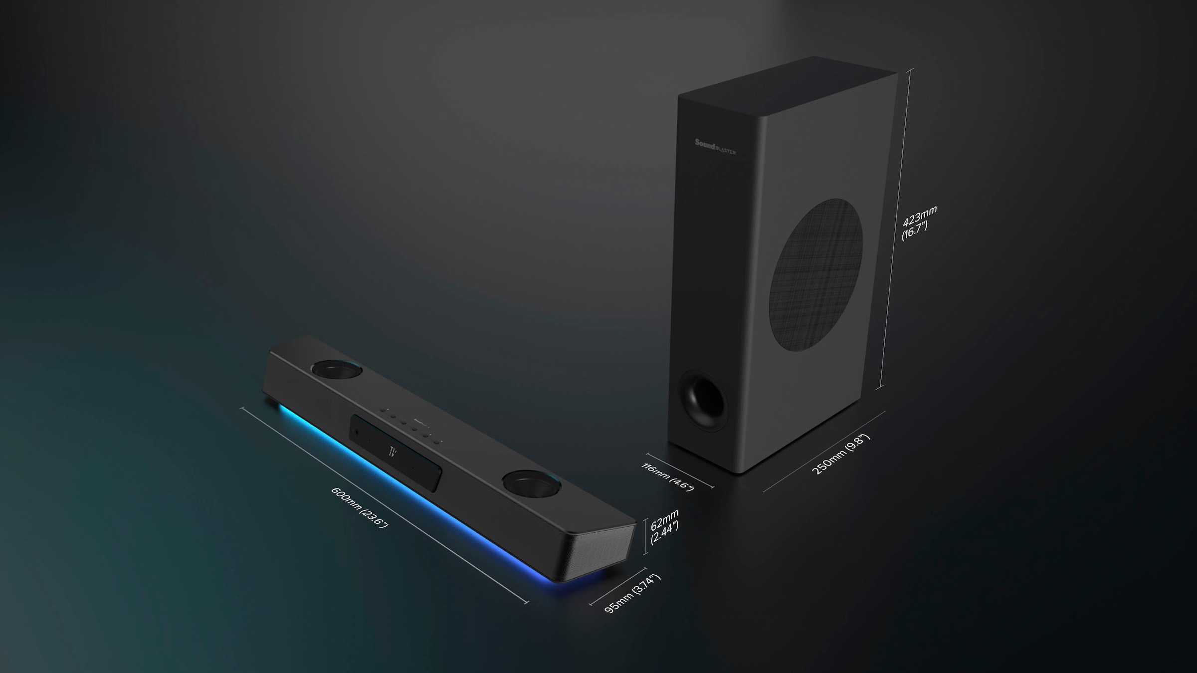 Creative Soundbar »Sound Blaster Katana V2X« 2.1 (A2DP Bluetooth | AVRCP Bluetooth | Bluetooth App-Steuerung | Bass- und Lautstärkeregelung | Beleuchtungseffekte | Equalizer | Steuerung per TV Fernbedienung | USB-Wiedergabe 90 W) Bluetooth