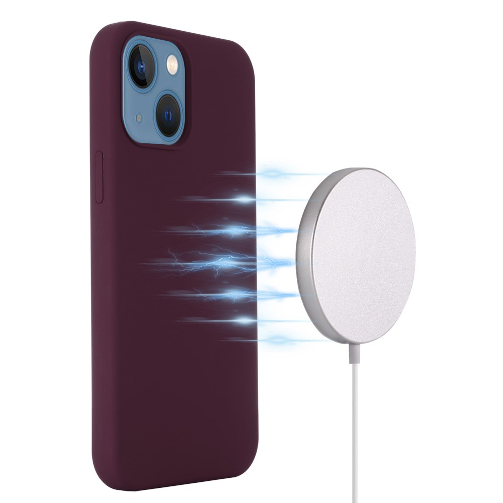 iPhone 15 MagSafe Silikon Case Hülle - Dunkelrot